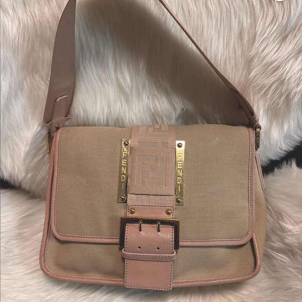 Fendi Tan and Pink shoulder Bag